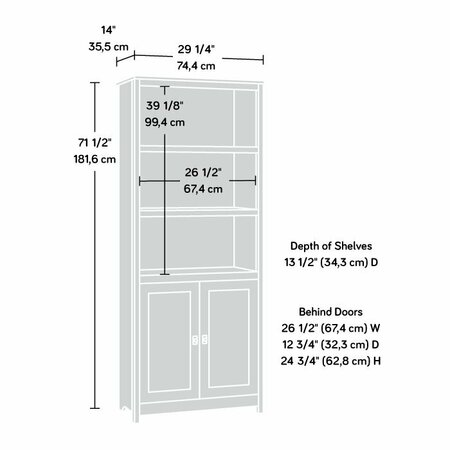 Sauder Cottage Road Library With Doors Ro/lo , Three adjustable shelves for customizable storage options 431262